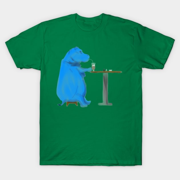 Thirsty Thirsty Hippo T-Shirt by jamacfarlane